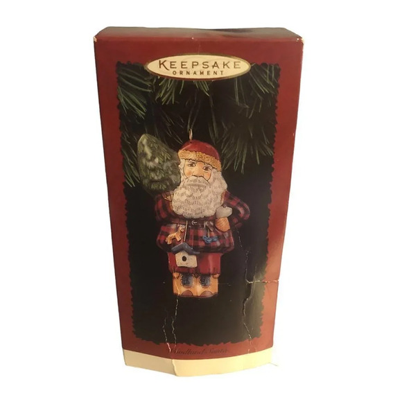 VINTAGE '96 HALLMARK KEEPSAKE "Woodland Santa" Tin Christmas Xmas Tree Ornament - Picture 2 of 4
